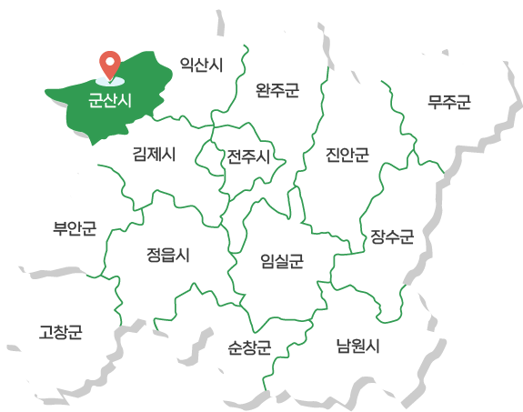 전북특별자치도 행정구역 지도 군산시 활성화