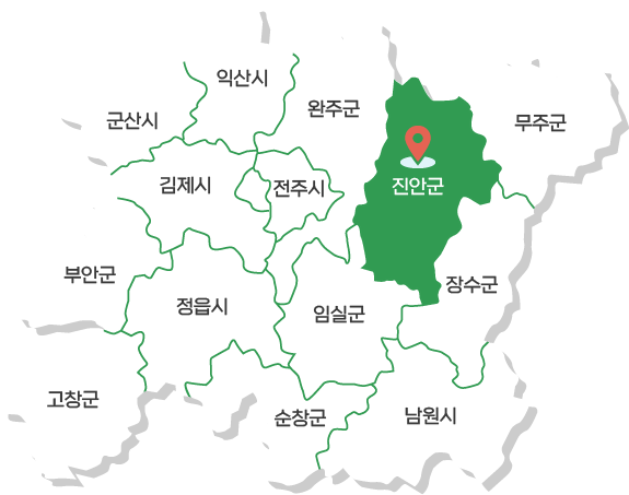 전북특별자치도 행정구역 지도 진안군 활성화