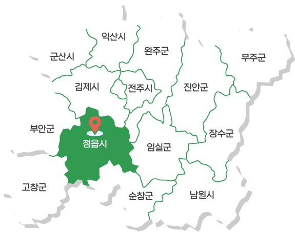 전북특별자치도 행정구역 지도 정읍시 활성화