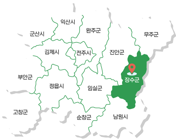 전북특별자치도 행정구역 지도 장수군 활성화