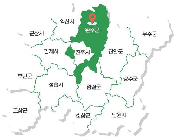 전북특별자치도 행정구역 지도 완주군 활성화