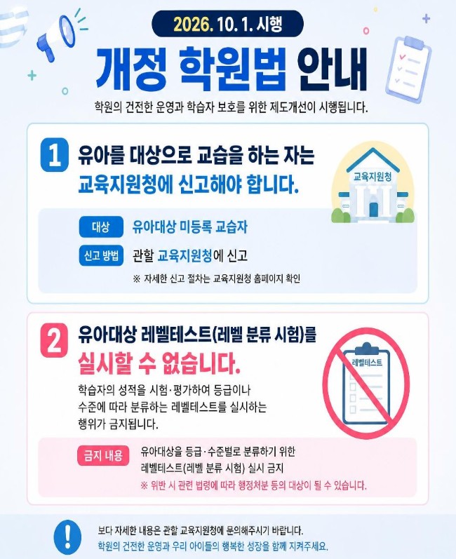 2026.10.1. 시행 개정 학원법 안내 이미지(1)